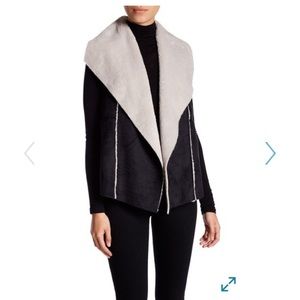 NWT Susina shearling vest black cream suede coat